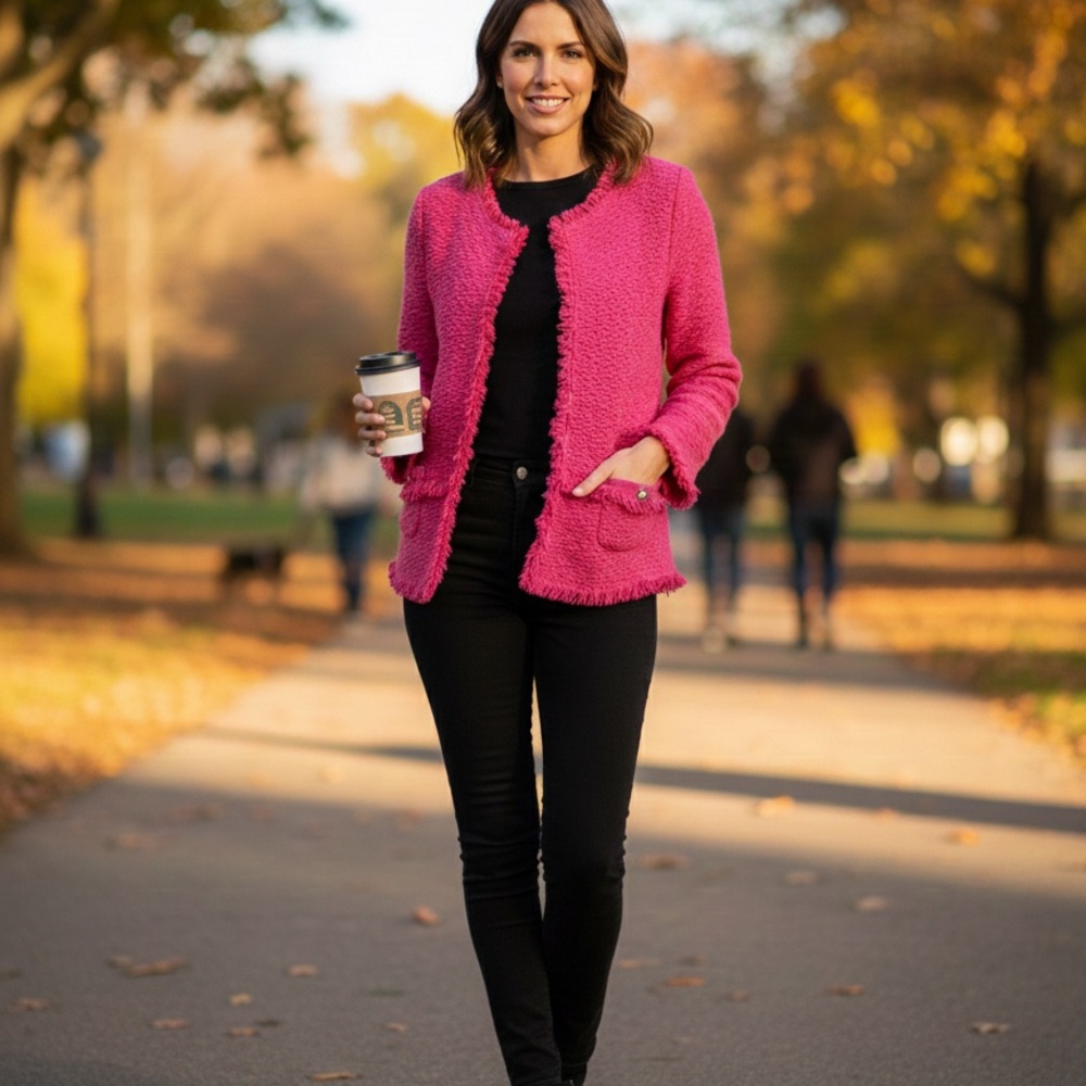Cache Fuchsia V-Neck Women's Sweater